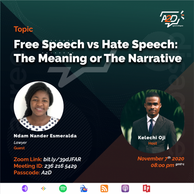 poster design for A2D Talkshow episode on Free Speech vs Hate Speech: The Meaning or The Narrative