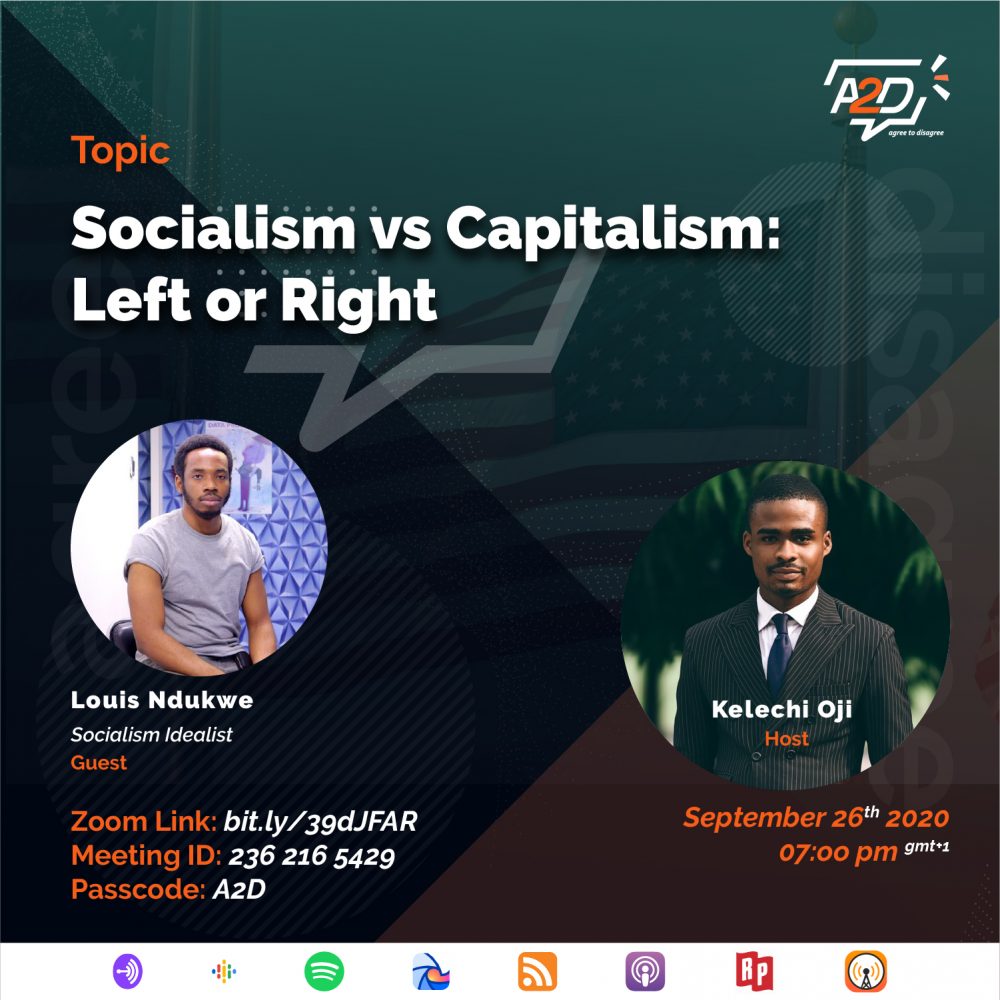 poster design for A2D Talkshow episode on Socialism vs Capitalism: Left or Right