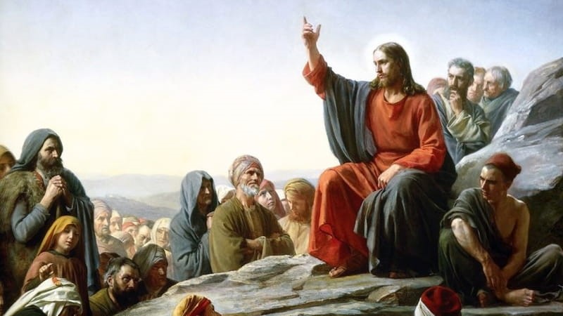 Jesus teaching about the beatitudes